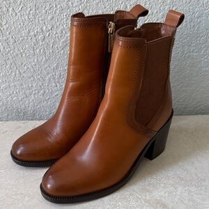 Elegant Tan Leather Ankle Booties